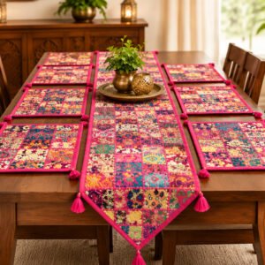 Khambadiya Patchwork Table Runner Set
