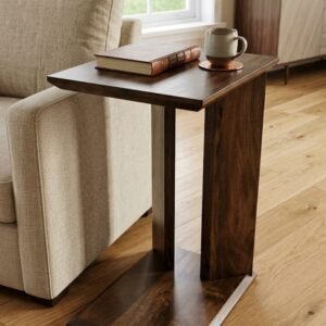 Wooden C-Shaped Side Table