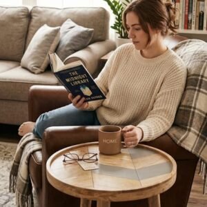 Wooden round side table